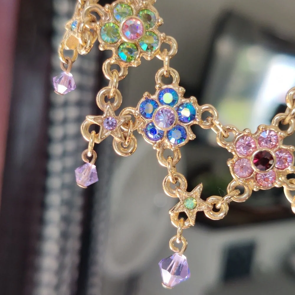 Kirks Folly (Rare Vintage) Crystal flower necklace, PERFECT STATEMENT PIECE - Picture 3 of 12